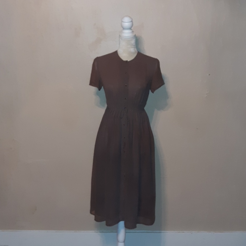 Short sleeve sheer button down dress